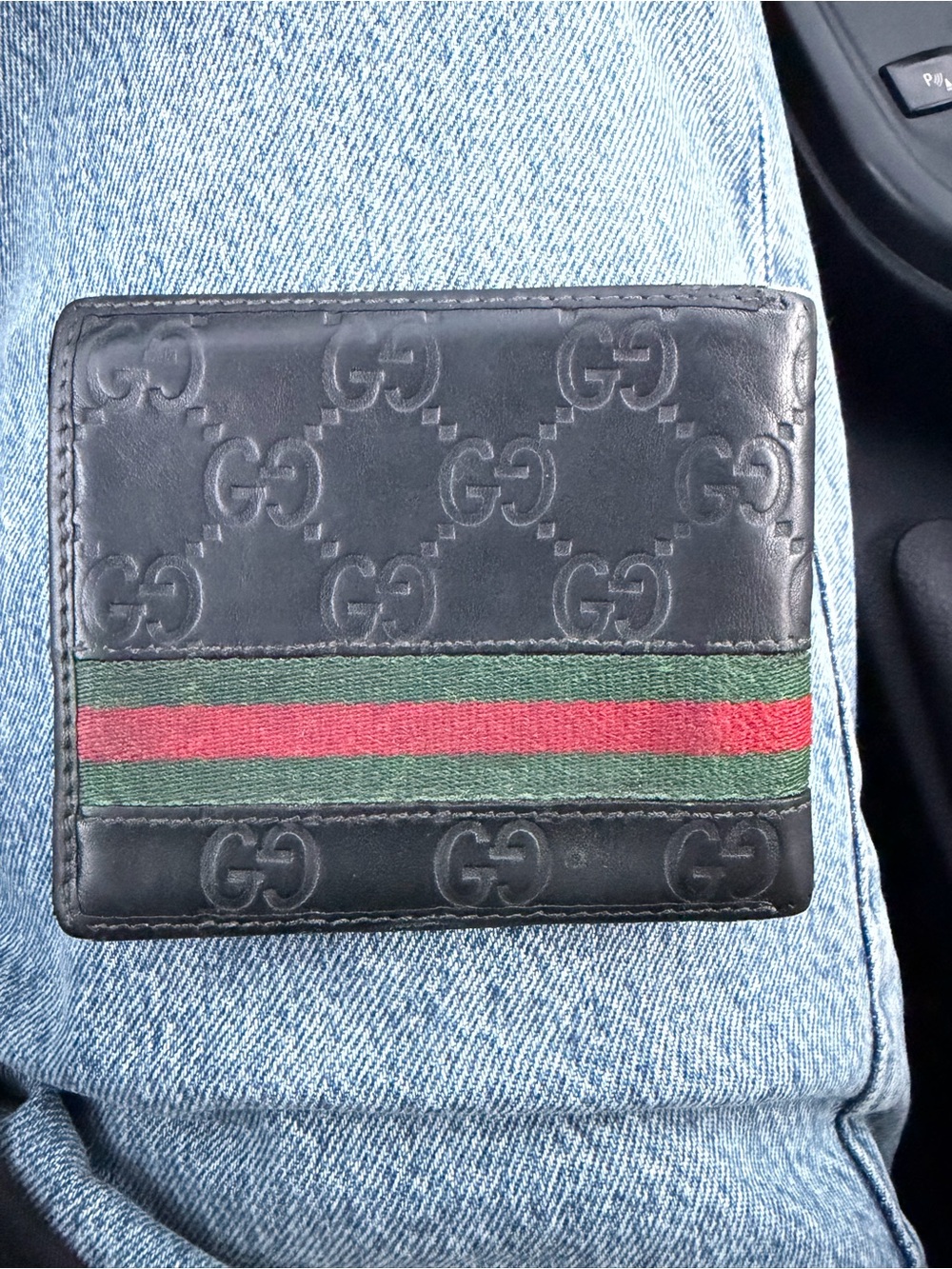 Gucci Signature Web Bi-fold Leather Wallet
